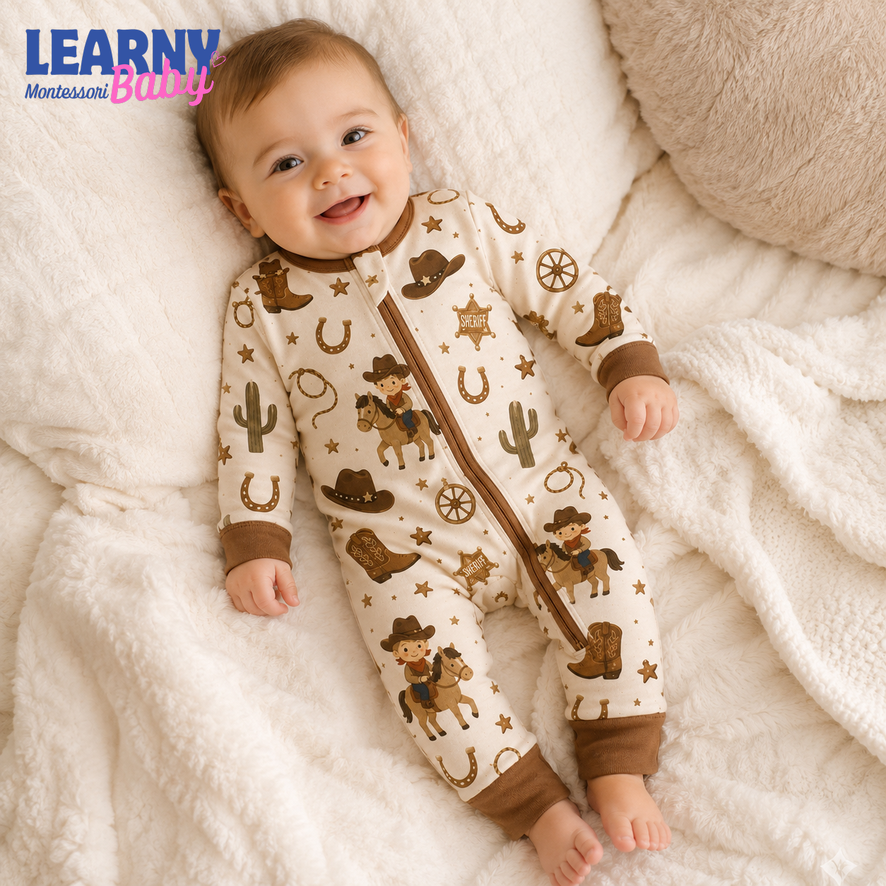 Western Cowboy Baby Convertible Zippy Pajamas, Cowboy Baby Sleeper, Western Newborn Pajamas, Toddler Sleepwear