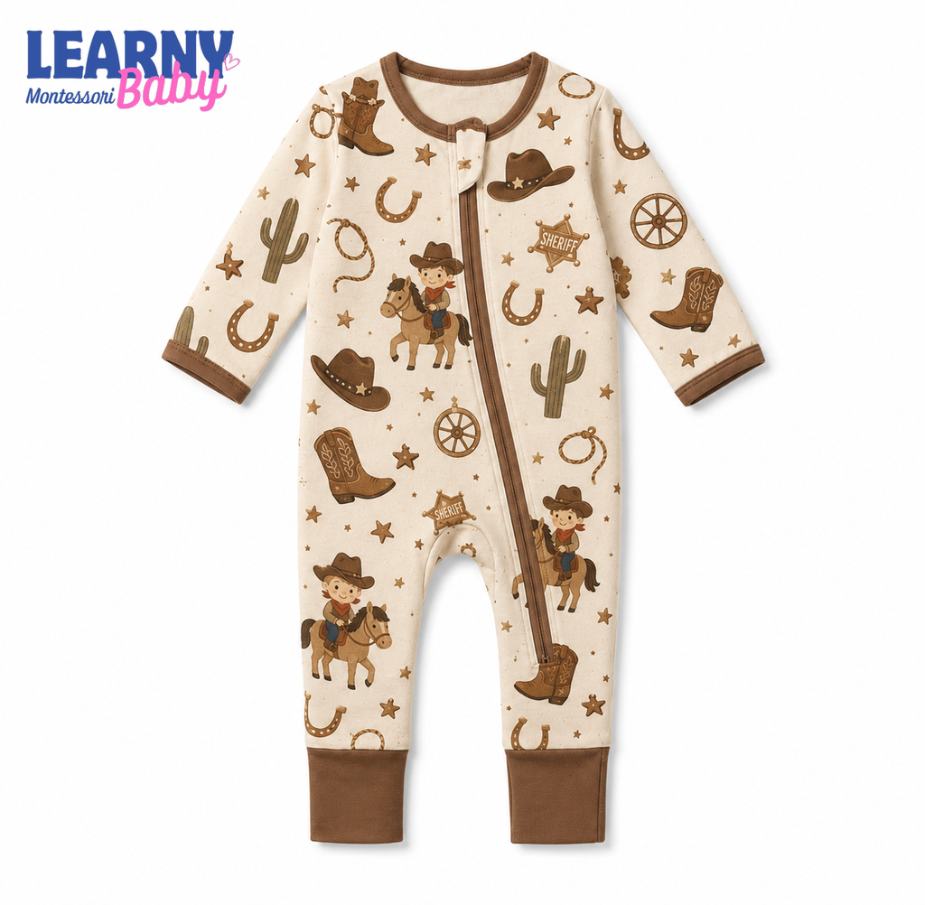 Western Cowboy Baby Convertible Zippy Pajamas, Cowboy Baby Sleeper, Western Newborn Pajamas, Toddler Sleepwear