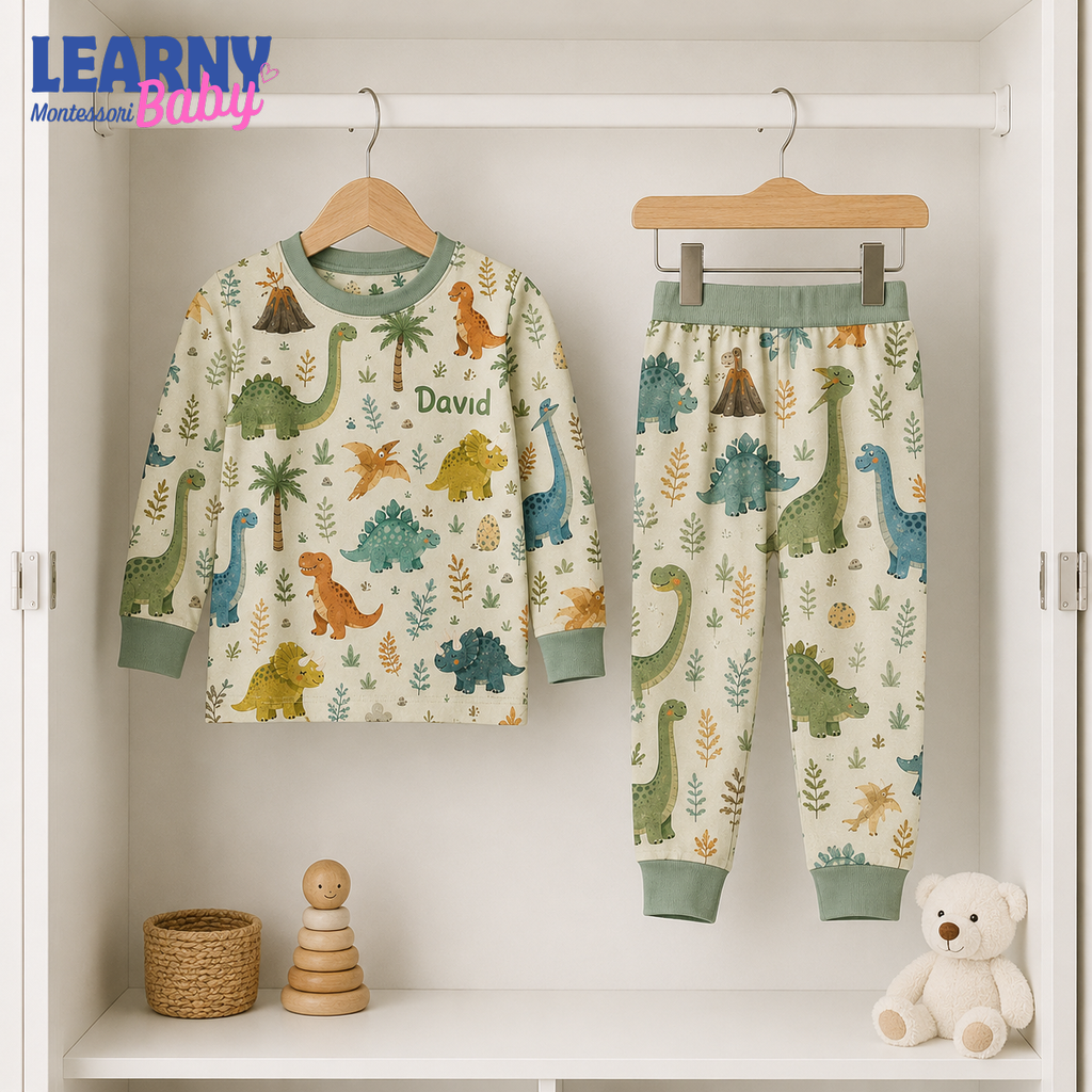 Bamboo Baby Pajamas – Personalized Dinosaur Toddler Pajama Set