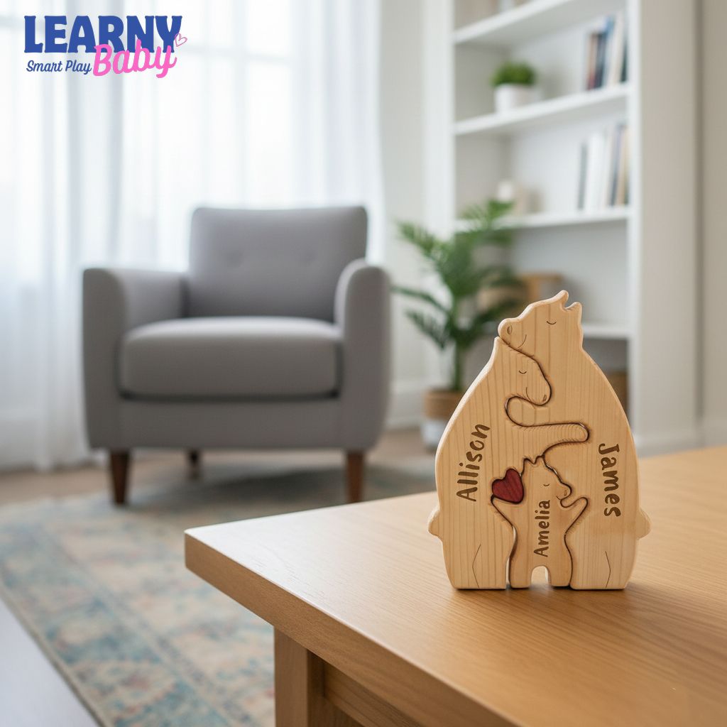 Wooden bear family puzzle, Gift for kids, Gift for parents, Wedding gift, Baby shower gift, Custom family gift, Home decor, Birthday gift