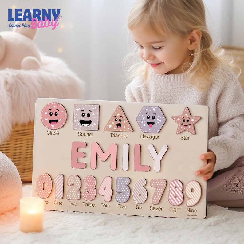 Puzzle for Baby Girl and Boy, Handmade Custom Wooden Name Puzzle, Personalized Gifts for Baby, First Christmas Gift, Baby Gift BBLB2