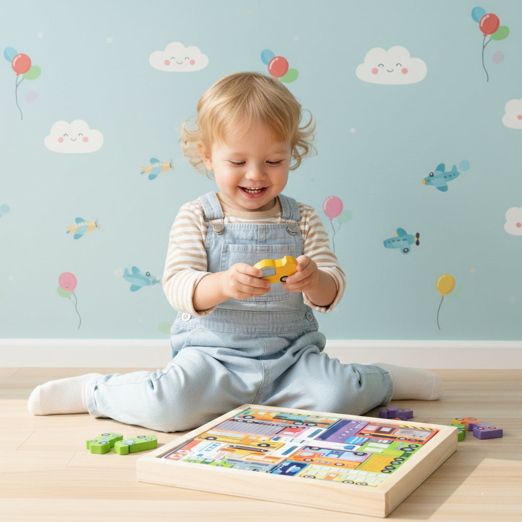 3D Wooden Tetris Puzzle Toy for Kids – Animal & Vehicle Shape Puzzle, Montessori Educational Toy