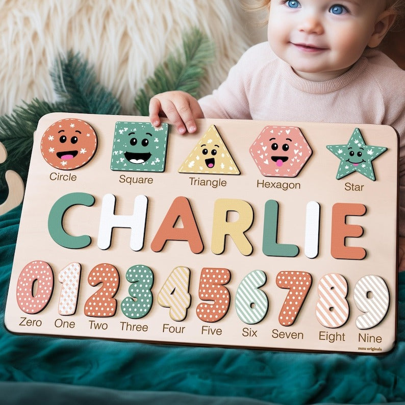 Puzzle for Baby Girl and Boy, Handmade Custom Wooden Name Puzzle, Personalized Gifts for Baby, First Christmas Gift, Baby Gift BBLB2