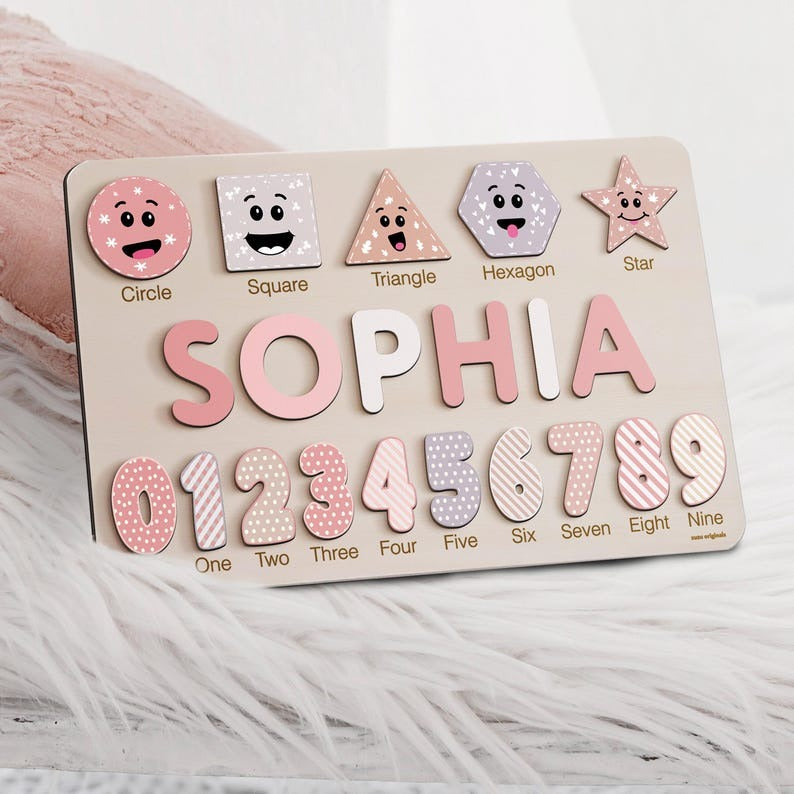 Puzzle for Baby Girl and Boy, Handmade Custom Wooden Name Puzzle, Personalized Gifts for Baby, First Christmas Gift, Baby Gift BBLB2