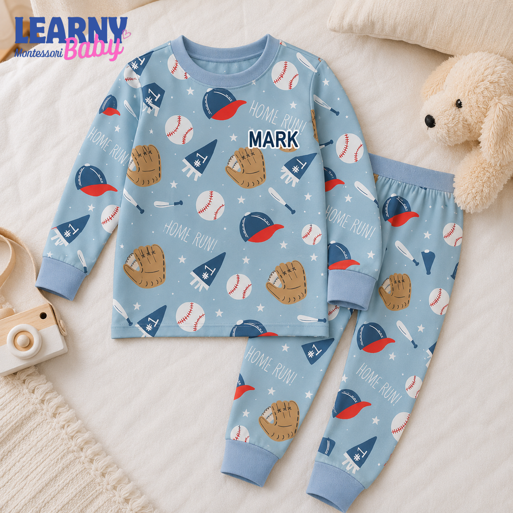 Bamboo Baby Pajamas – Personalized Baseball Toddler Pajama Set