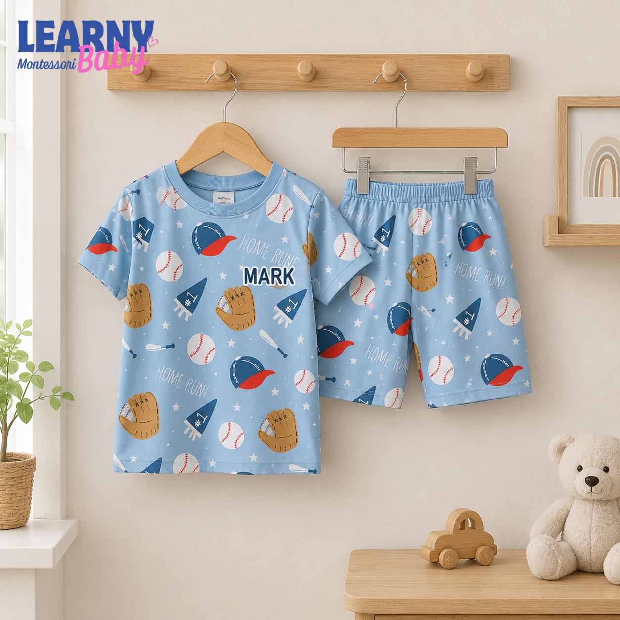 Bamboo Baby Pajamas – Personalized Baseball Toddler Pajama Set