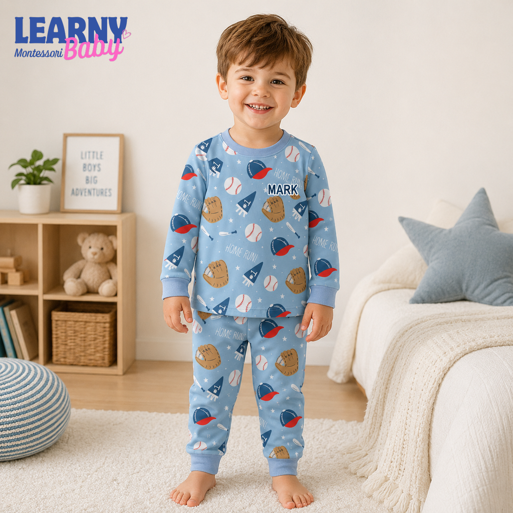 Bamboo Baby Pajamas – Personalized Baseball Toddler Pajama Set