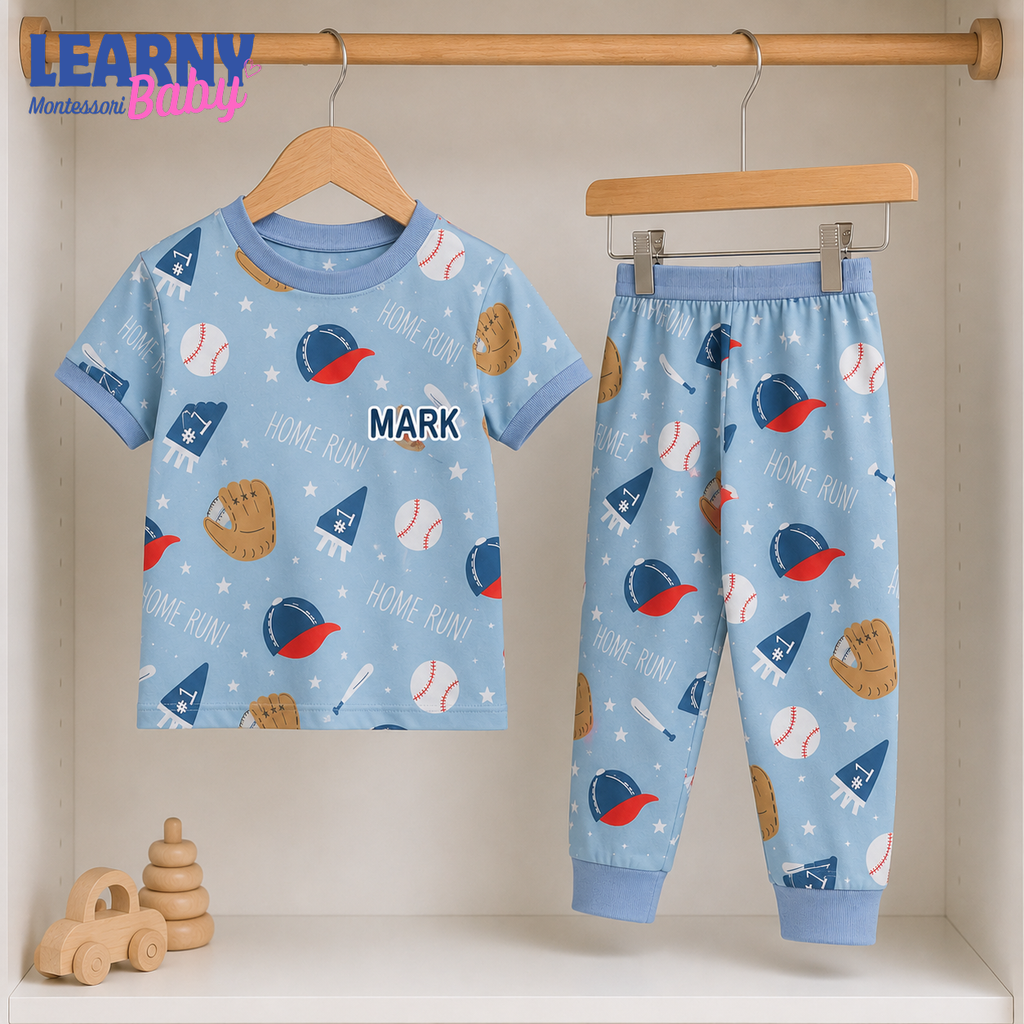 Bamboo Baby Pajamas – Personalized Baseball Toddler Pajama Set