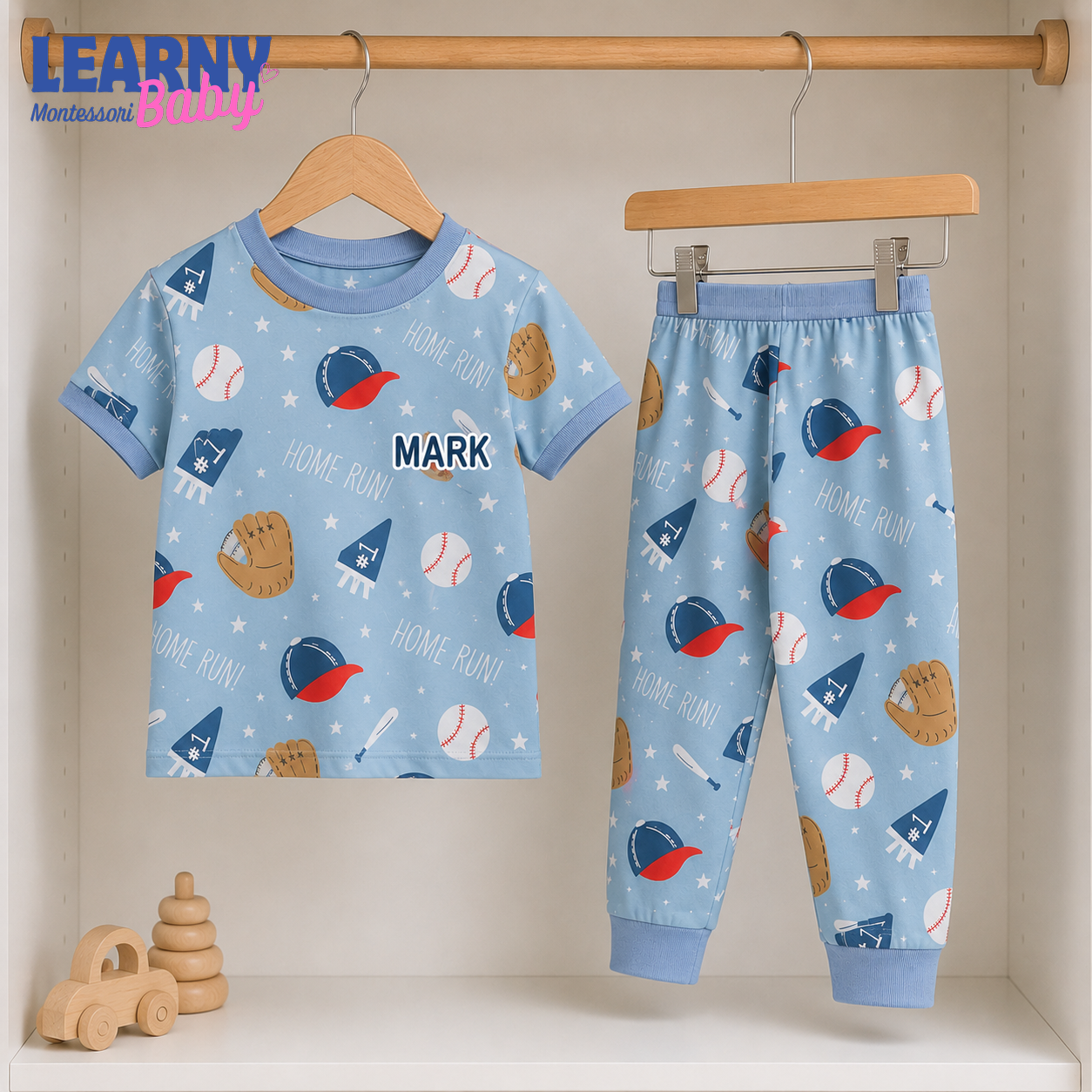 Bamboo Baby Pajamas – Personalized Baseball Toddler Pajama Set