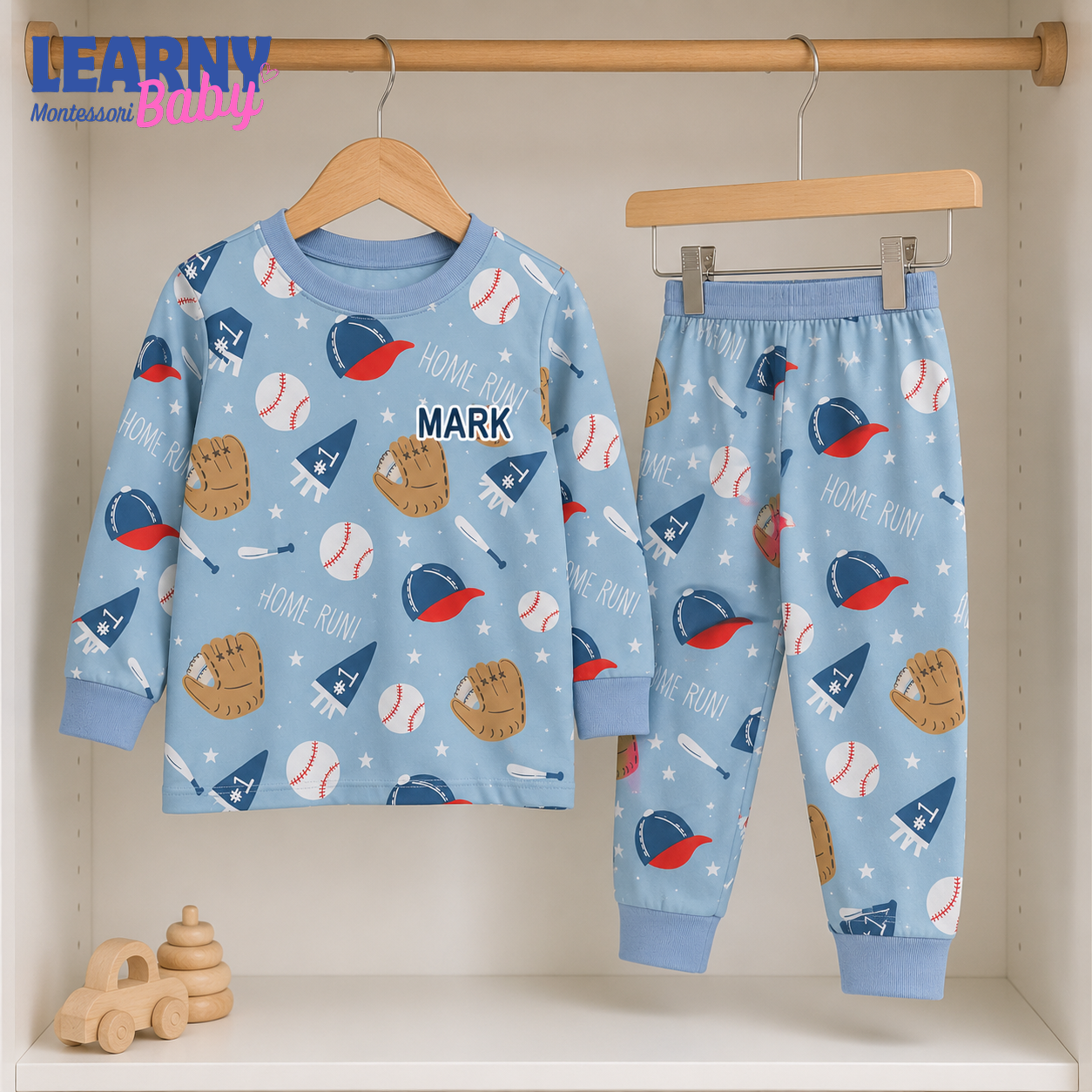 Bamboo Baby Pajamas – Personalized Baseball Toddler Pajama Set