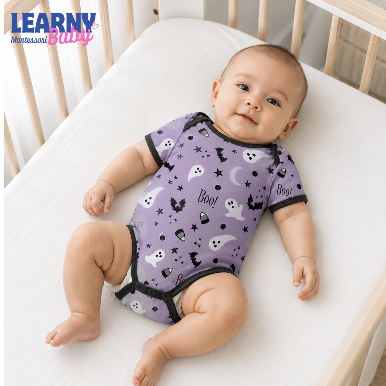Baby’s First Halloween Purple Boo Baby Bodysuit – Ghost and Bat Infant Outfit