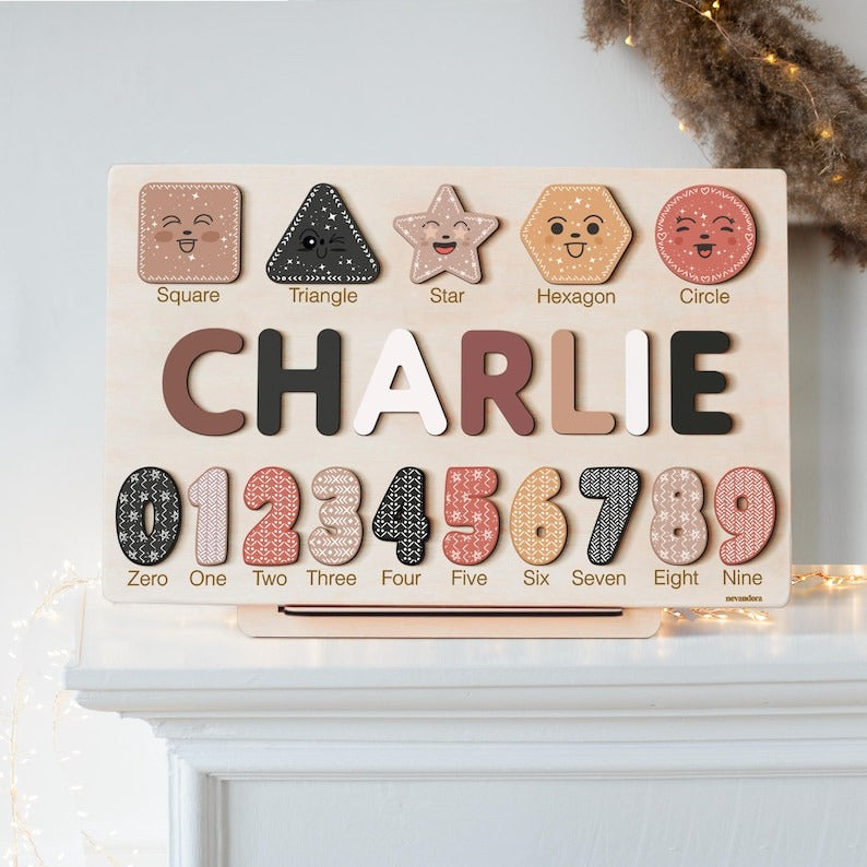 Personalized Handmade Baby Name Puzzle, Baby Girl Gift, Baby Boy Gift, Personalized Wooden Toys for Baby, Nursery Decor, Christmas Gift BBLB1