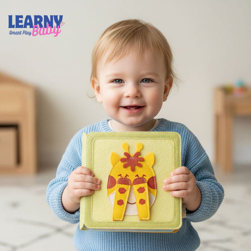 Quiet Book for 1 Year Old, Giraffe Felt Busy Book, Montessori Sensory Toy, Toddler Learning Activity Book, Baby Gift