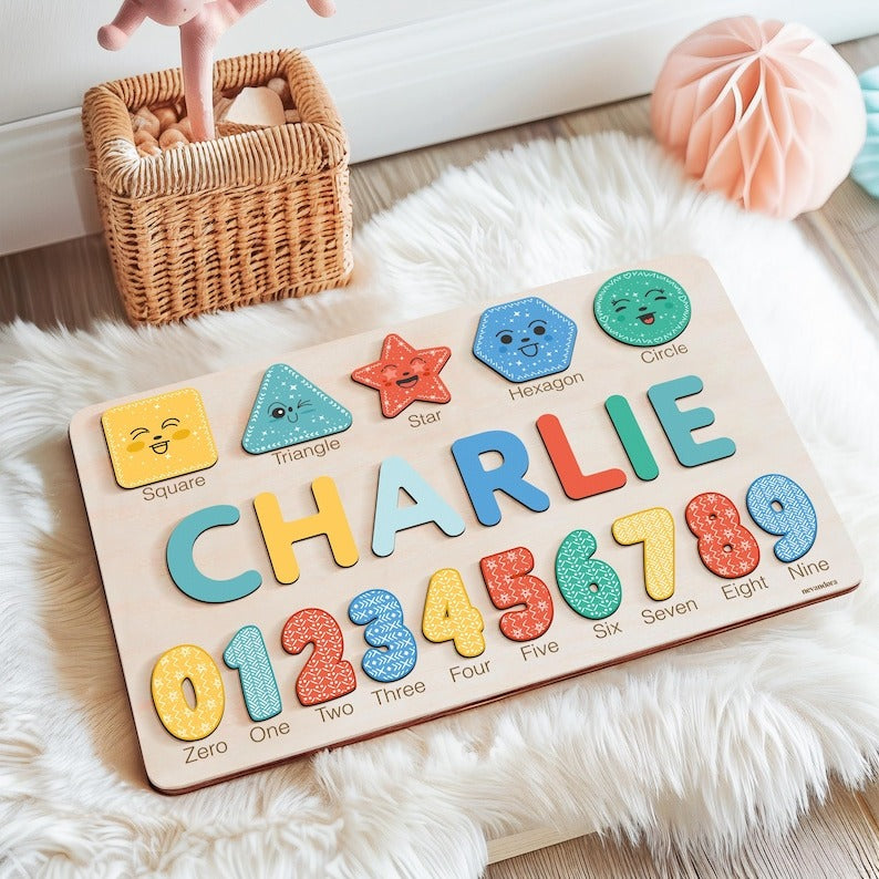 Personalized Handmade Baby Name Puzzle, Baby Girl Gift, Baby Boy Gift, Personalized Wooden Toys for Baby, Nursery Decor, Christmas Gift BBLB1