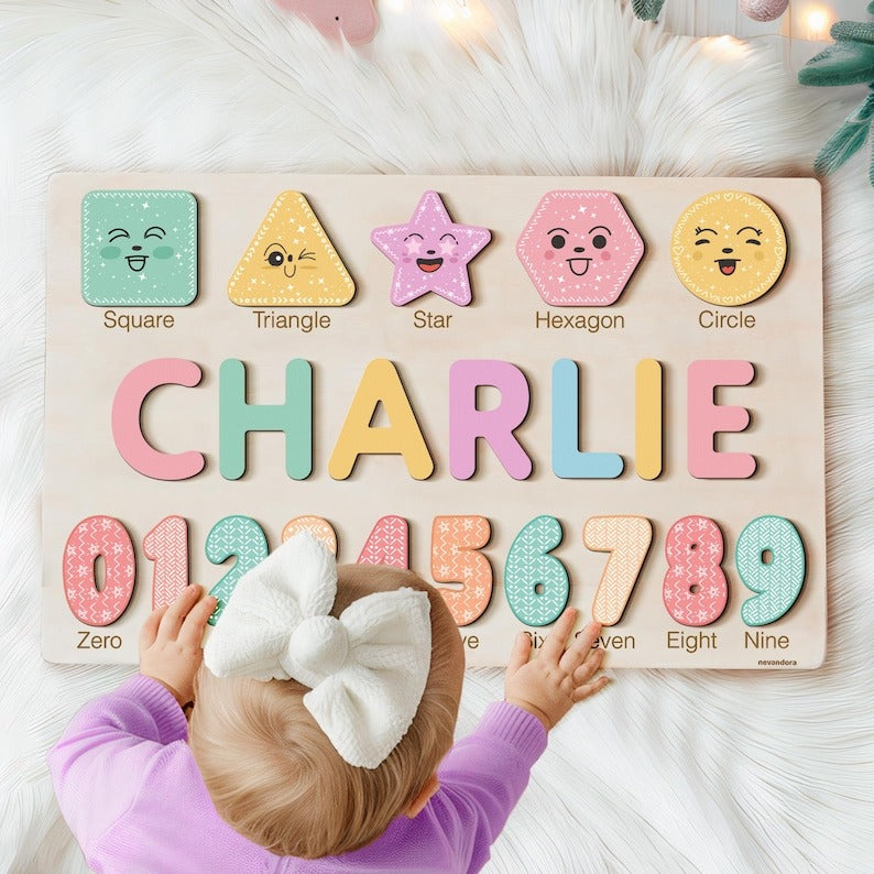 Personalized Handmade Baby Name Puzzle, Baby Girl Gift, Baby Boy Gift, Personalized Wooden Toys for Baby, Nursery Decor, Christmas Gift BBLB1