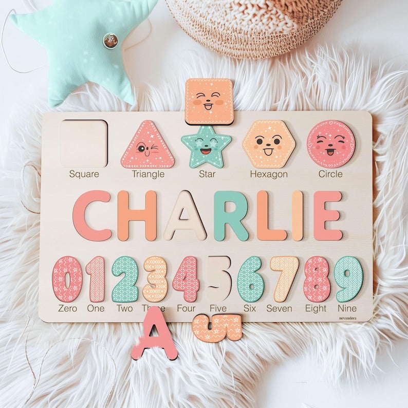 Personalized Handmade Baby Name Puzzle, Baby Girl Gift, Baby Boy Gift, Personalized Wooden Toys for Baby, Nursery Decor, Christmas Gift BBLB1