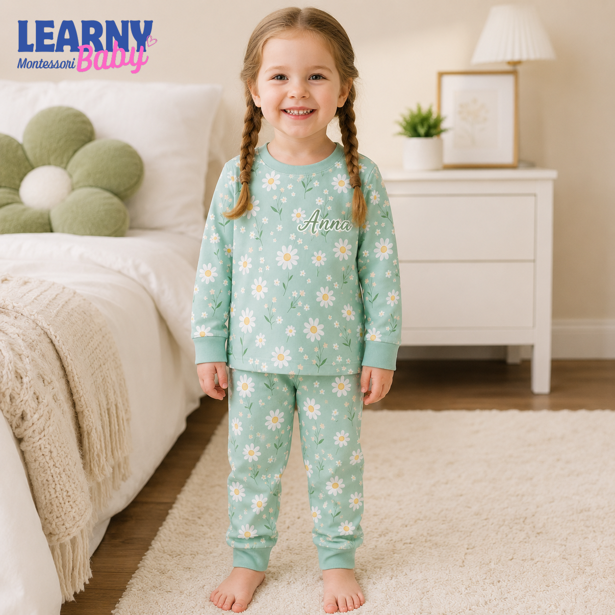 Bamboo Baby Pajamas – Personalized Daisy Toddler Pajama Set