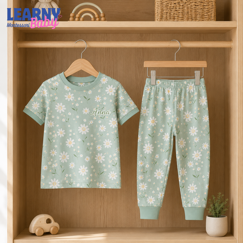 Bamboo Baby Pajamas – Personalized Daisy Toddler Pajama Set