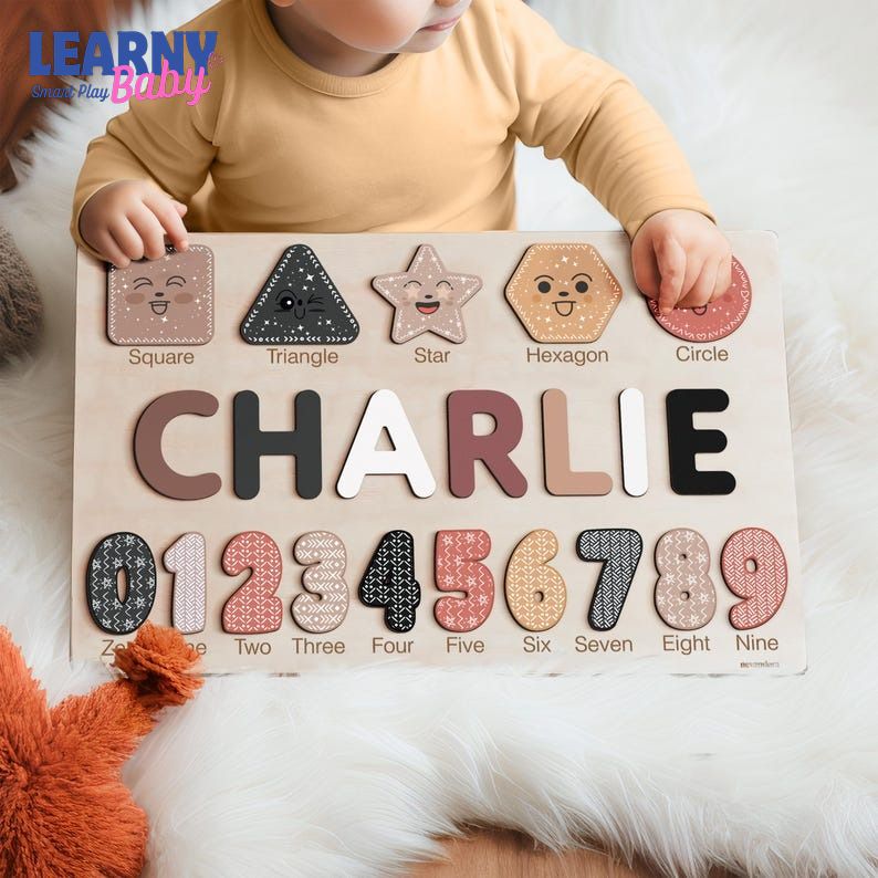 Personalized Handmade Baby Name Puzzle, Baby Girl Gift, Baby Boy Gift, Personalized Wooden Toys for Baby, Nursery Decor, Christmas Gift BBLB1