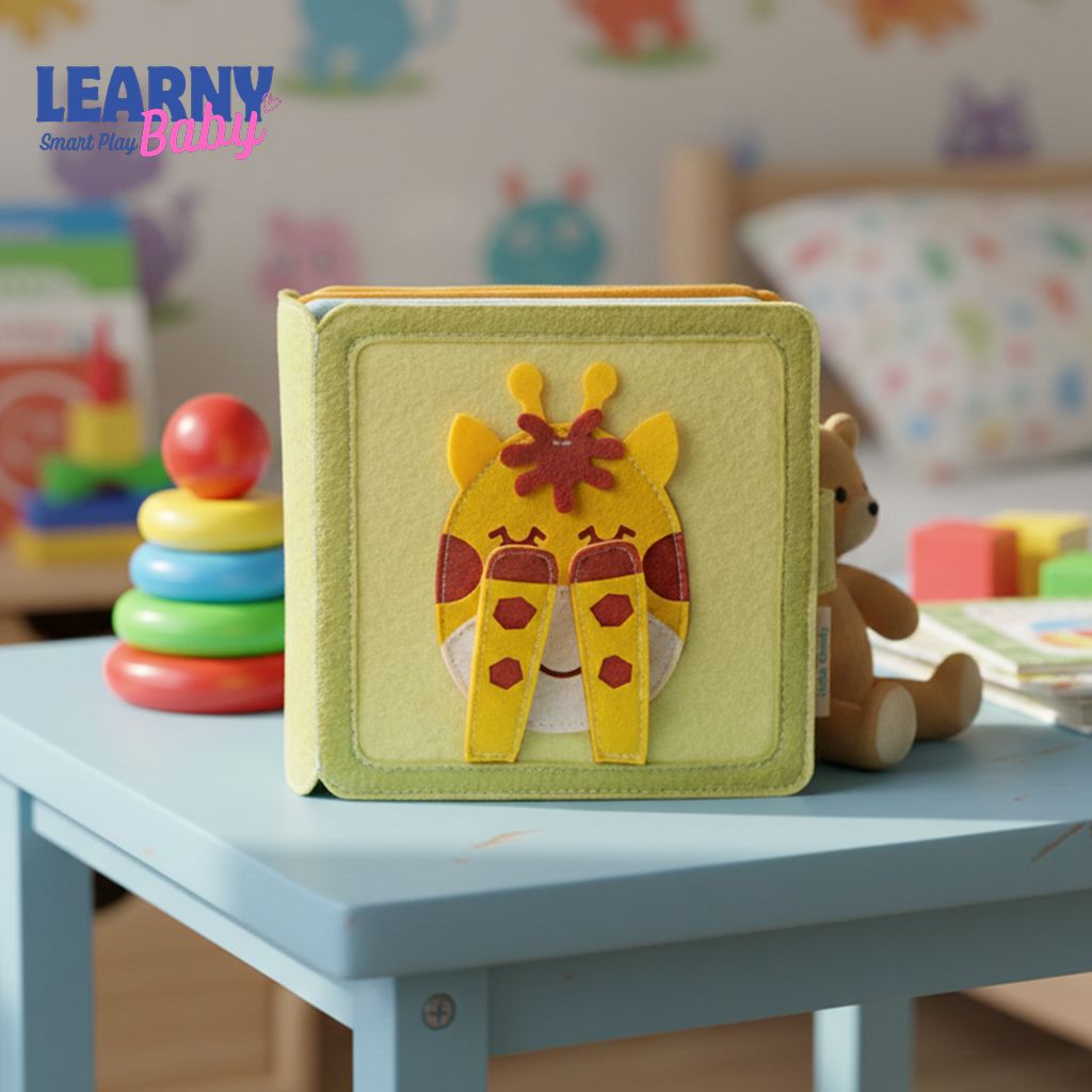 Quiet Book for 1 Year Old, Giraffe Felt Busy Book, Montessori Sensory Toy, Toddler Learning Activity Book, Baby Gift