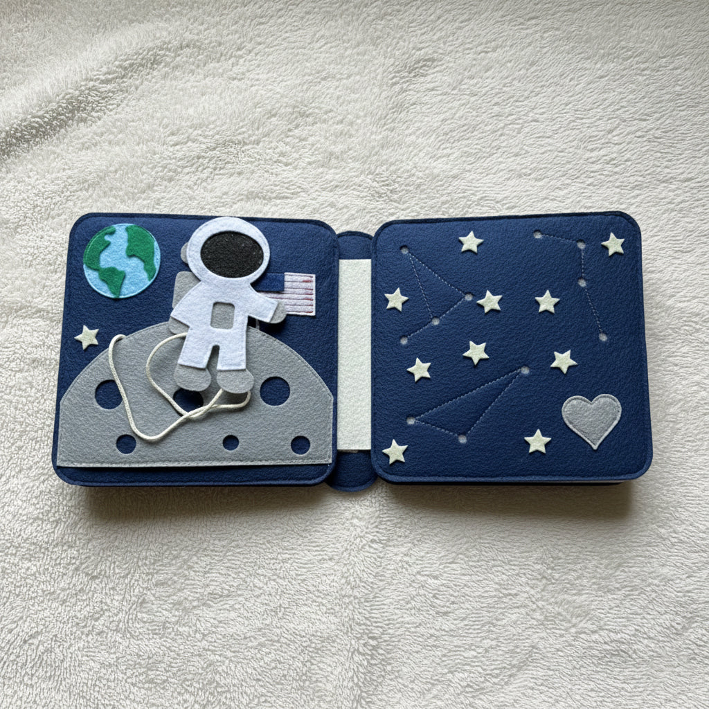 Personalized Felt Quiet Book, Custom Space Quiet Book, Handmade Montessori Busy Book, Felt Activity Book for Toddlers, Baby Birthday Gift