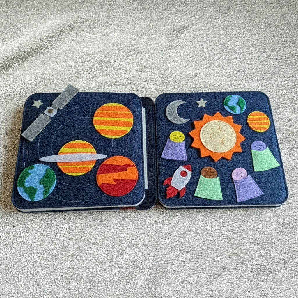 Personalized Felt Quiet Book, Custom Space Quiet Book, Handmade Montessori Busy Book, Felt Activity Book for Toddlers, Baby Birthday Gift