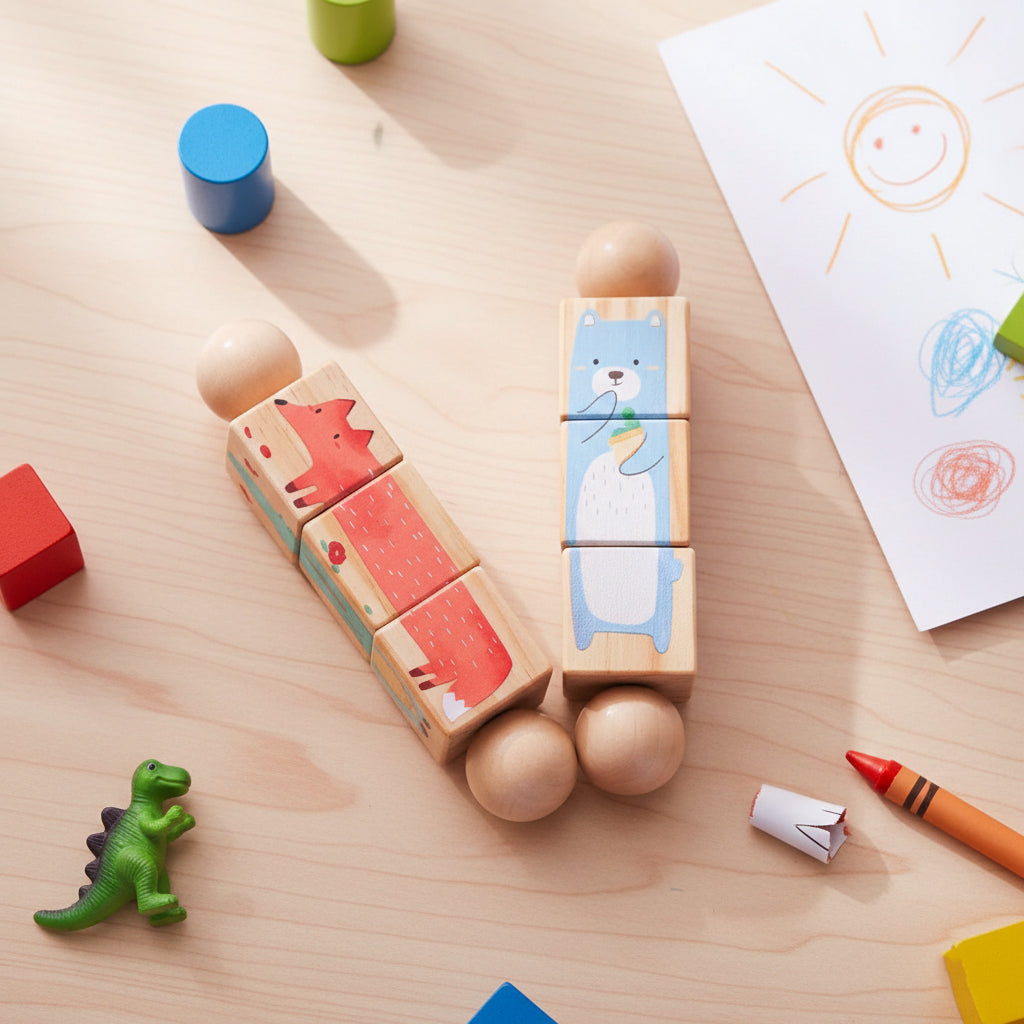 Montessori Wooden Rotating Animal Puzzle – Early Learning & Fine Motor Skills Toy for Toddlers | Ages 1.5–4