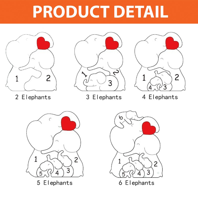 Wooden Elephant Family Puzzle, Animal Family Decor, New Mom Gift, Wedding Anniversary Gifts, Family Name Keepsake, Mother's Day Gift for Mom