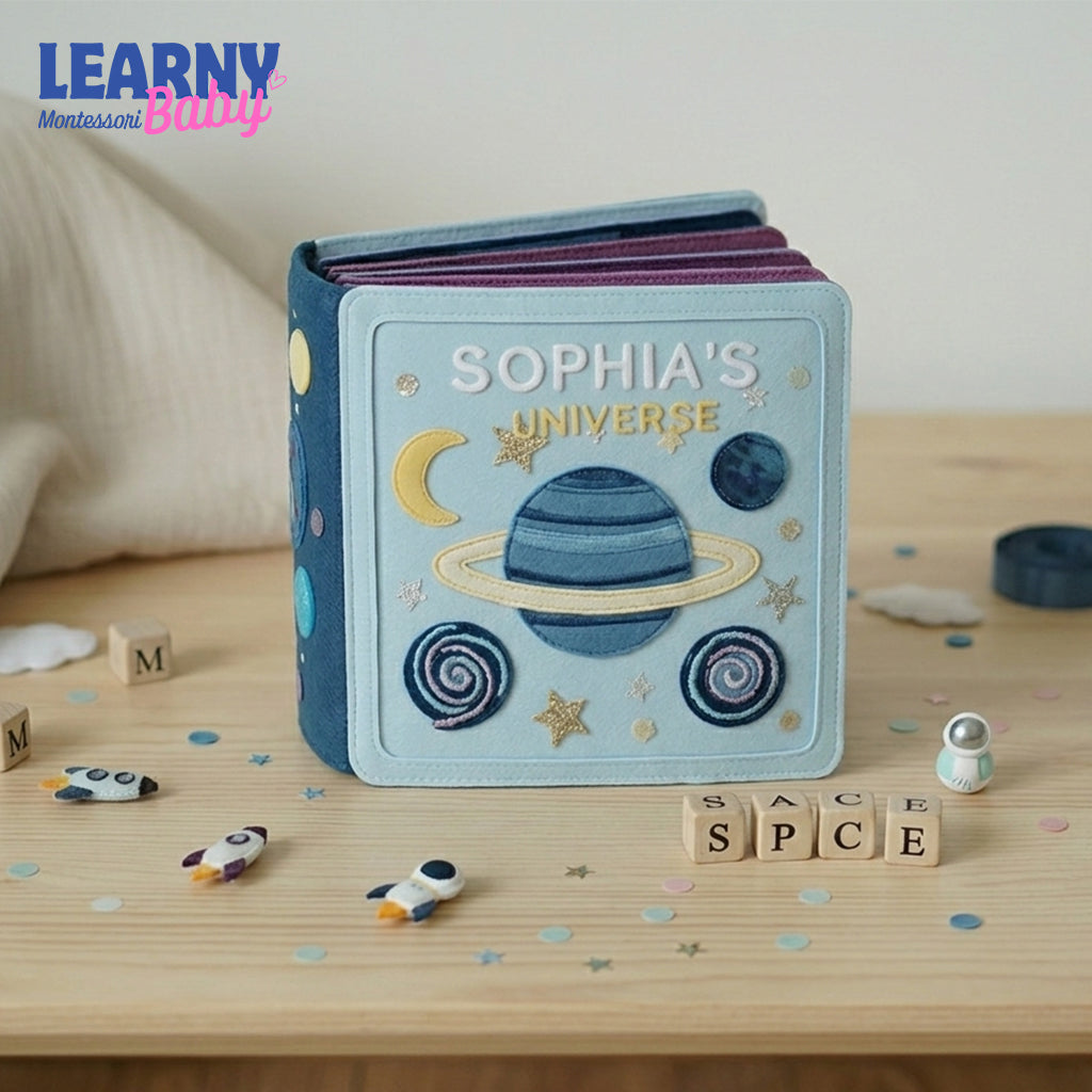 Personalized Felt Quiet Book, Custom Space Quiet Book, Handmade Montessori Busy Book, Felt Activity Book for Toddlers, Baby Birthday Gift