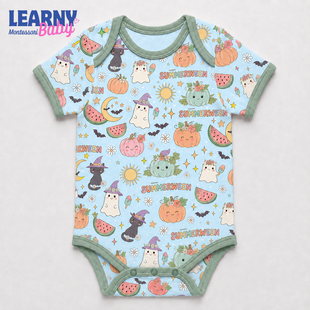 Baby’s First Halloween Summerween Baby Bodysuit – Cute Ghost and Pumpkin Outfit