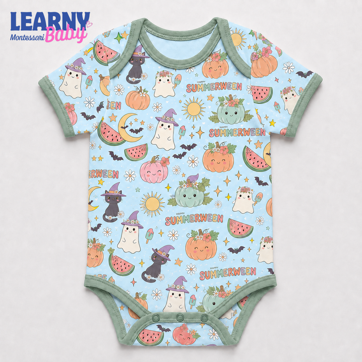 Baby’s First Halloween Summerween Baby Bodysuit – Cute Ghost and Pumpkin Outfit