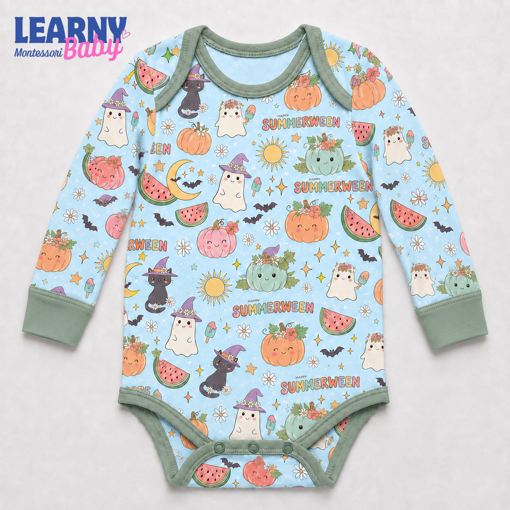 Baby’s First Halloween Summerween Baby Bodysuit – Cute Ghost and Pumpkin Outfit
