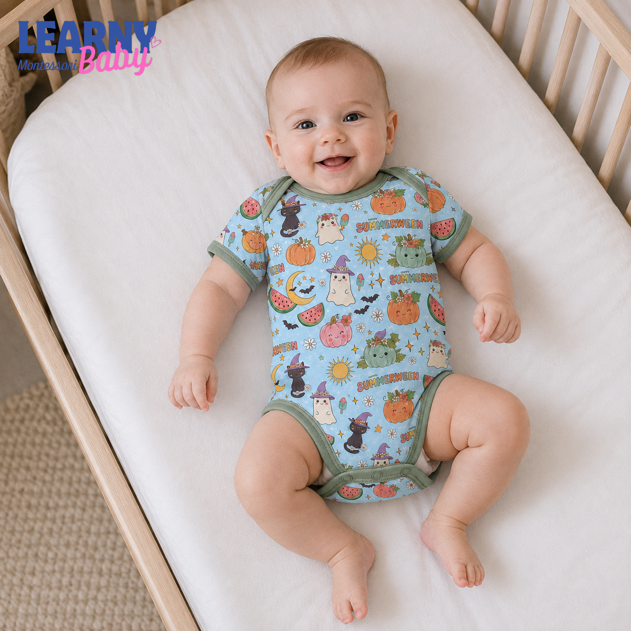 Baby’s First Halloween Summerween Baby Bodysuit – Cute Ghost and Pumpkin Outfit