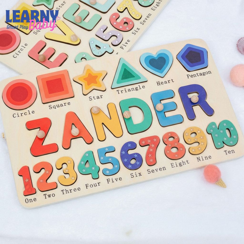 Custom Handmade Name Puzzle with geometry, Wood Toy, Personalized Birthday Gift for Kids, Christmas Gifts for Toddlers, Unique New Baby Gift BBLB13