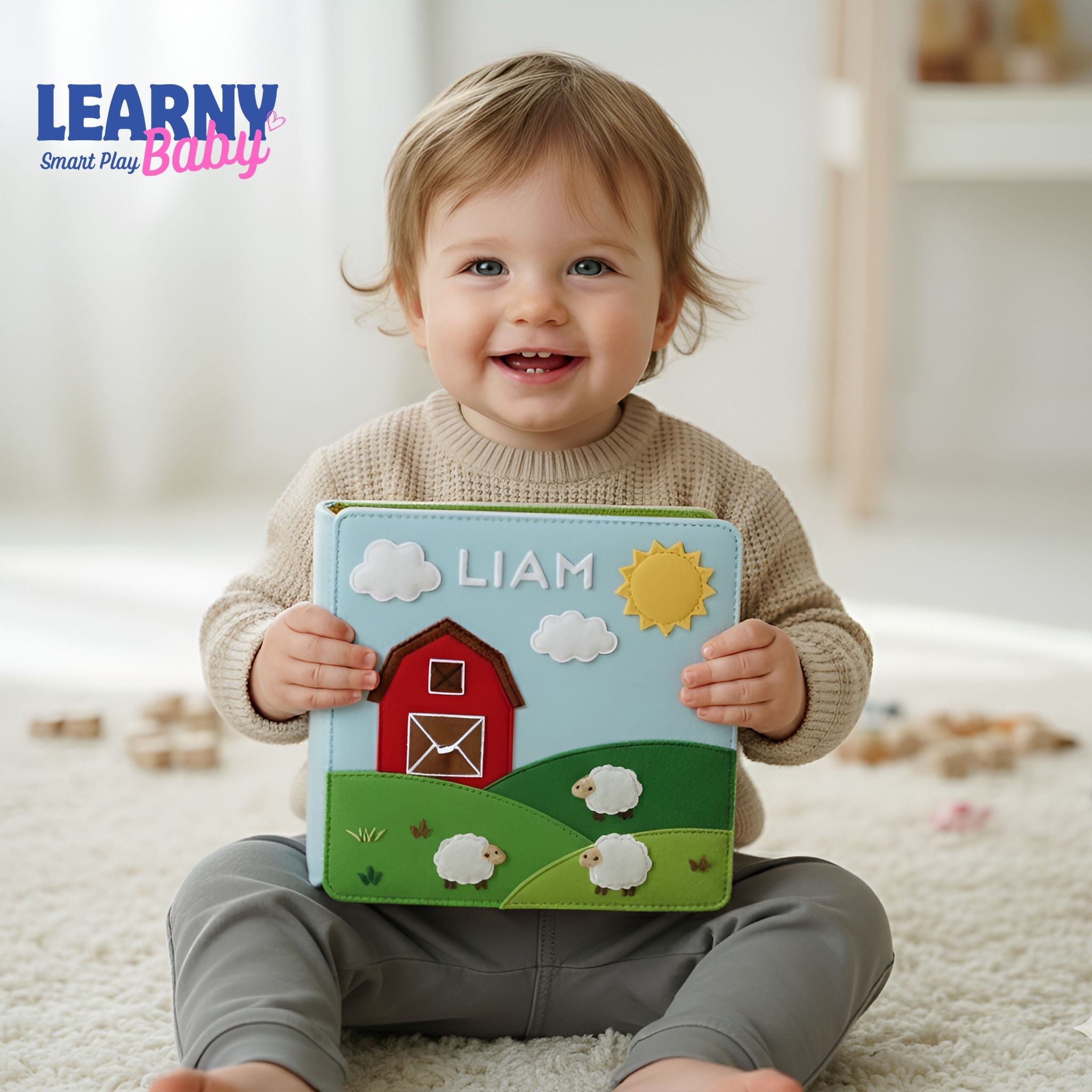 Personalized Farm Quiet Book, Handmade Montessori Busy Book, Felt Activity Book for Toddlers, Baby Birthday Gift, Montessori Busy Book