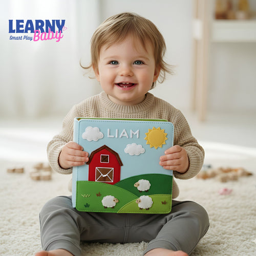 Personalized Farm Quiet Book, Handmade Montessori Busy Book, Felt Activity Book for Toddlers, Baby Birthday Gift, Montessori Busy Book QBLB09