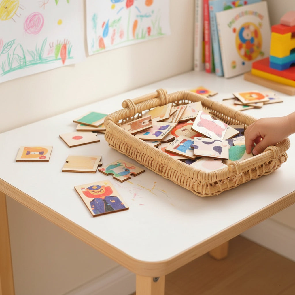 Montessori Wooden Rotating Animal Puzzle – Educational Logic Toy for Toddlers 2–5 Years