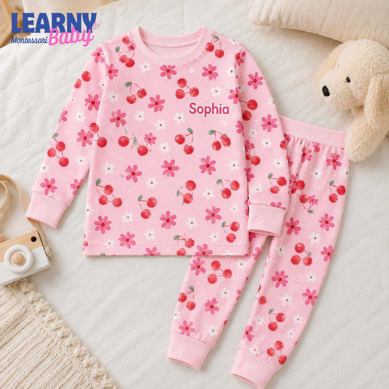Bamboo Baby Pajamas – Personalized Cherry Toddler Pajama Set