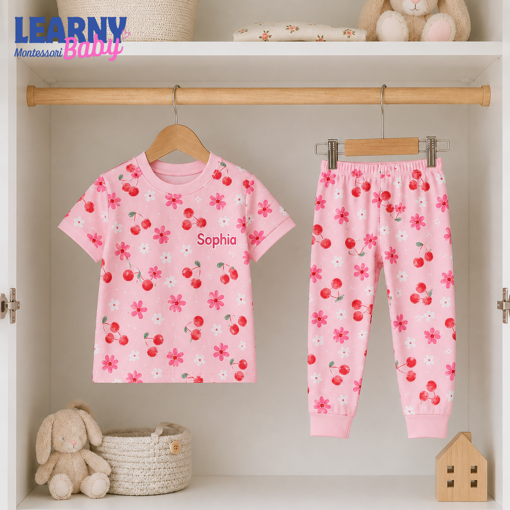Bamboo Baby Pajamas – Personalized Cherry Toddler Pajama Set