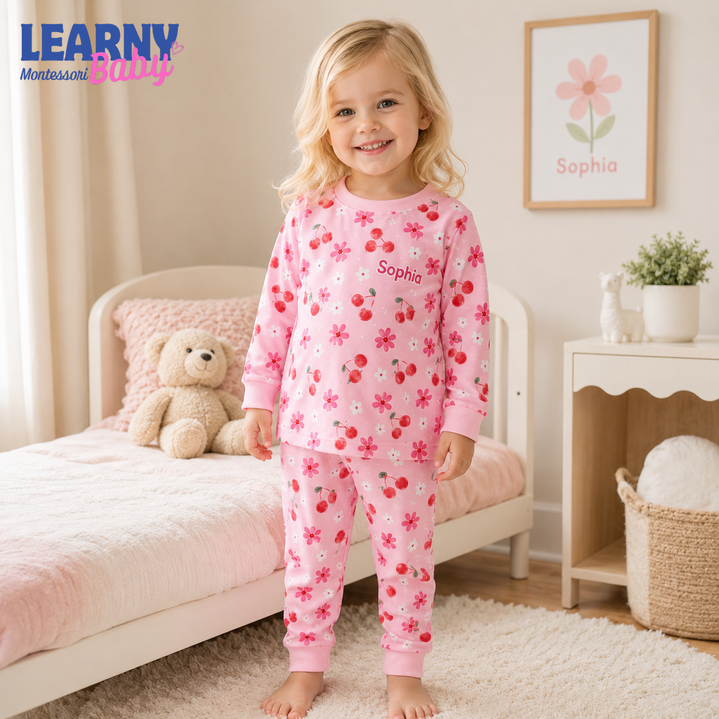 Bamboo Baby Pajamas – Personalized Cherry Toddler Pajama Set