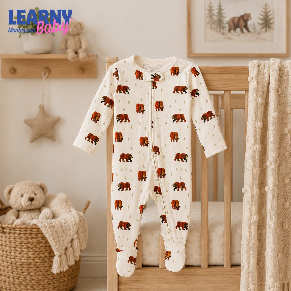 Woodland Bear Print Bamboo Zippy Footie Baby Pajamas – Unisex Infant Sleepwear
