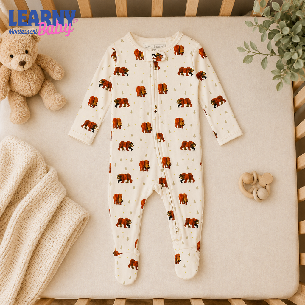 Woodland Bear Print Bamboo Zippy Footie Baby Pajamas – Unisex Infant Sleepwear