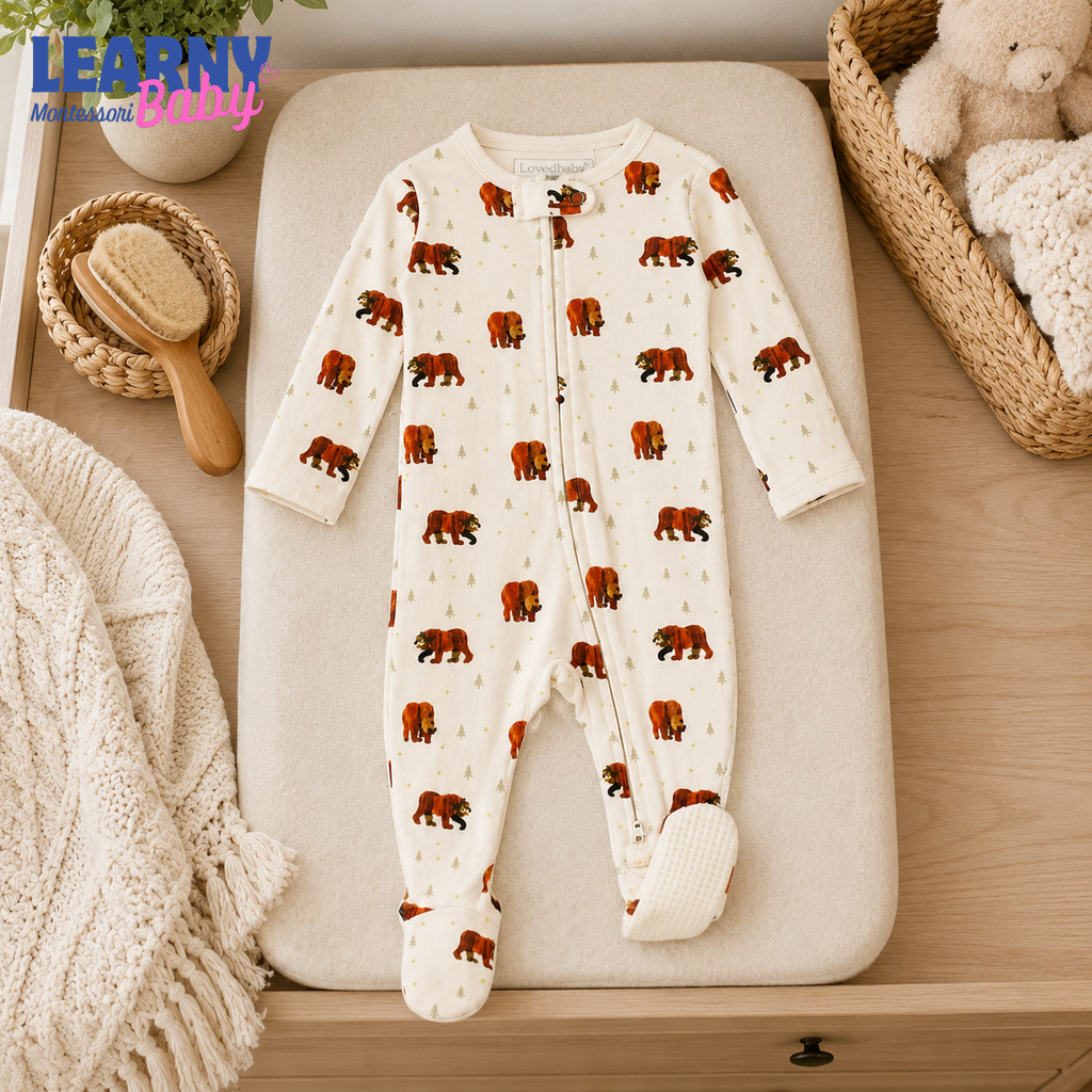 Woodland Bear Print Bamboo Zippy Footie Baby Pajamas – Unisex Infant Sleepwear