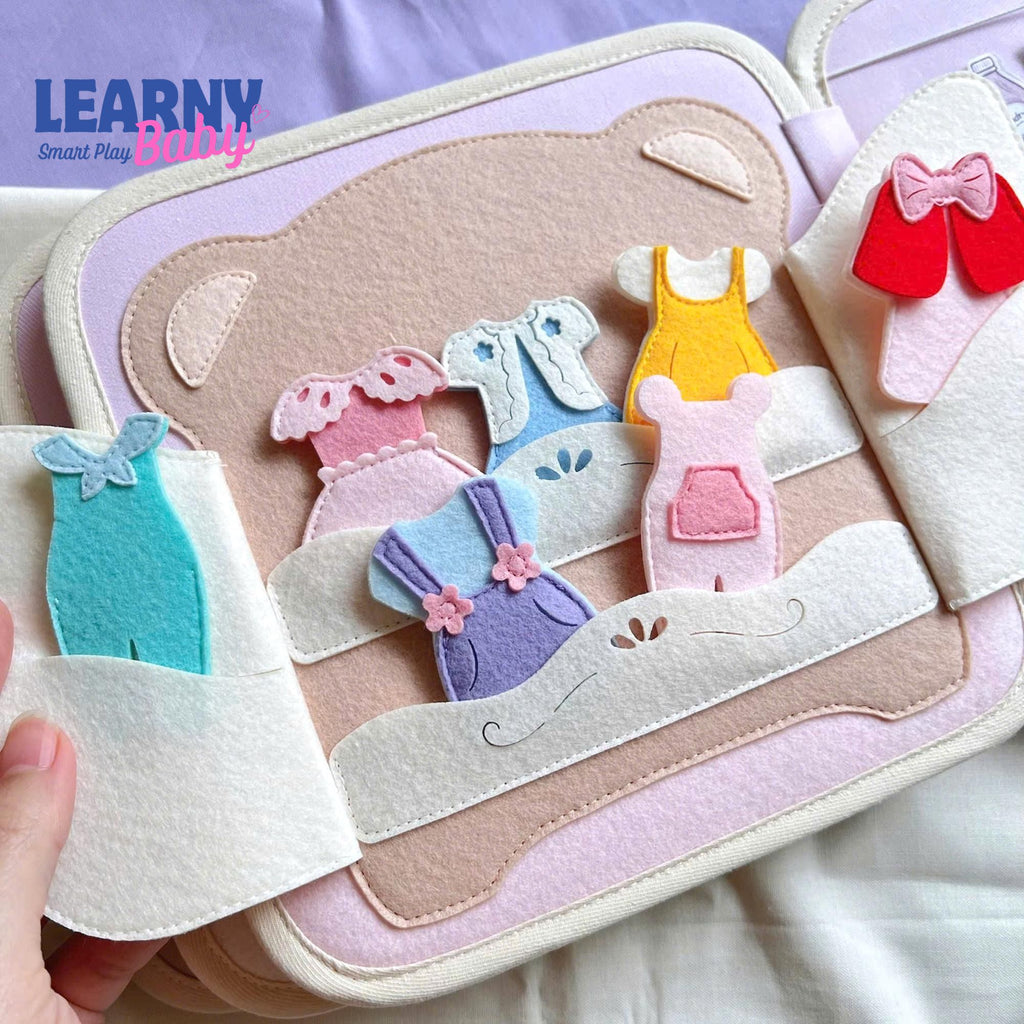 Felt Quiet Book Dollhouse for Toddlers – Cute House Busy Book, Montessori Soft Activity Book for Kids
