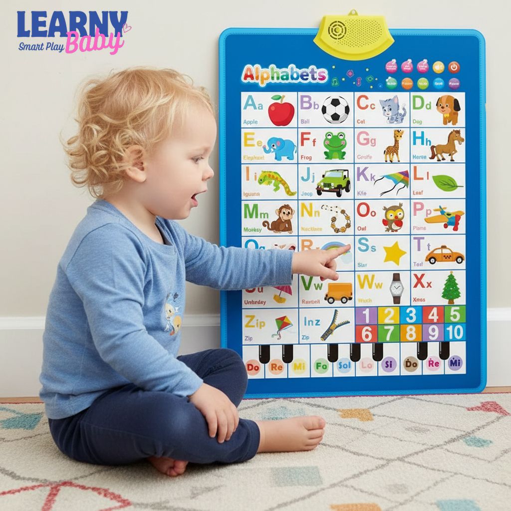 Electronic English Alphabet Wall Chart for Kids, Talking ABC & 123 with Music, Early Language Learning, Ages 1.5–5