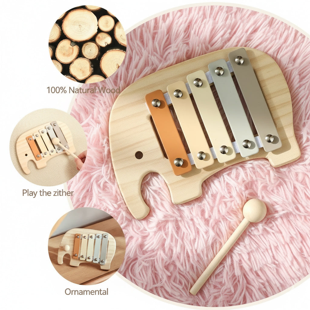 Wooden Baby Xylophone Toy, Montessori Musical Instrument with Mallet, Early Music & Fine Motor Skills, Ages 1–3