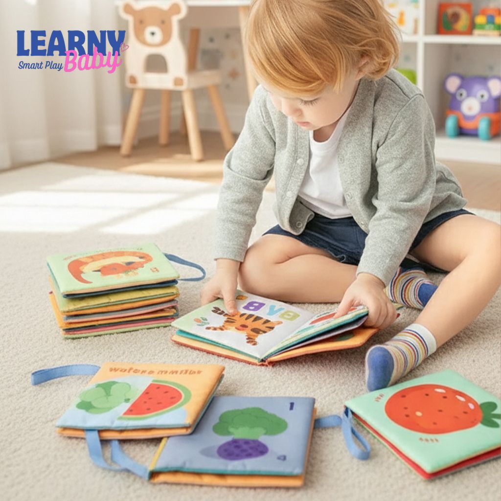 Montessori Soft Sensory Baby Book 3D Touch & Feel, High Contrast Cloth Book, Early Learning Toy LBBB01