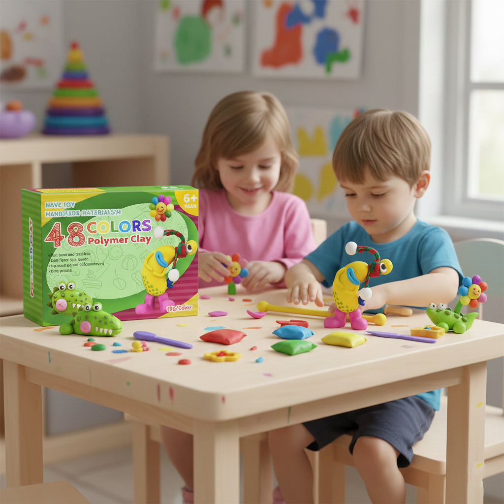 Kids Polymer Clay Craft Kit with Tools, Oven-Bake DIY Jewelry & Accessories, Fine Motor & Creativity, Ages 5 -8