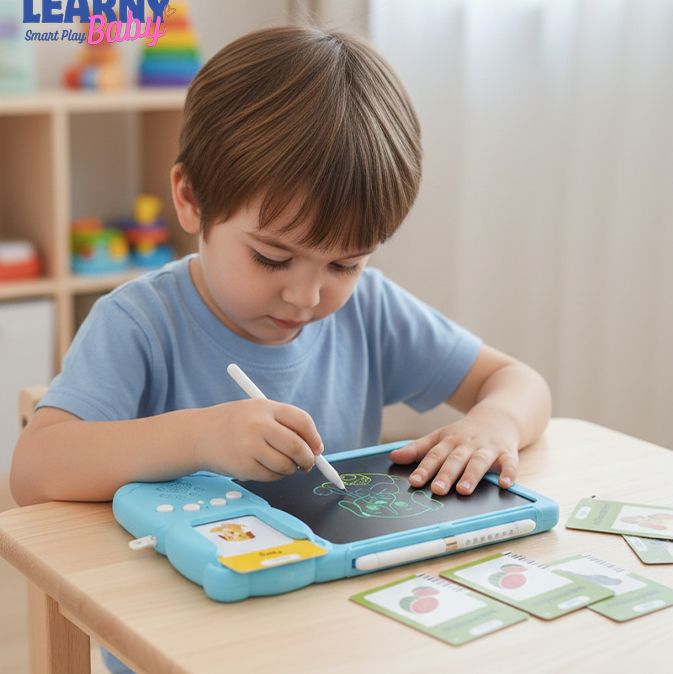 2-in-1 Talking Flash Cards & LCD Writing Tablet for Kids, English Learning & Speech Practice, Montessori Early Education, Ages 2–6