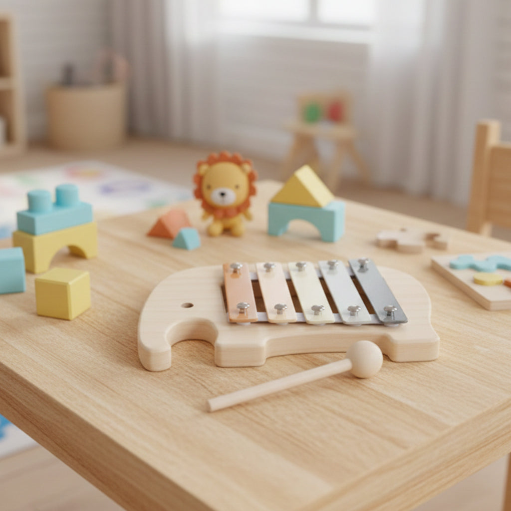 Wooden Baby Xylophone Toy, Montessori Musical Instrument with Mallet, Early Music & Fine Motor Skills, Ages 1–3